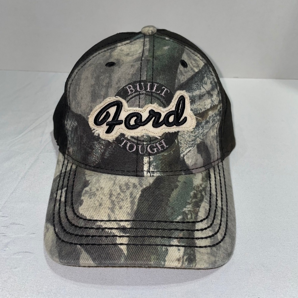 Ford Built Tough Camo Black Baseball Hat Paramount Outdoors Adjustable Trucker